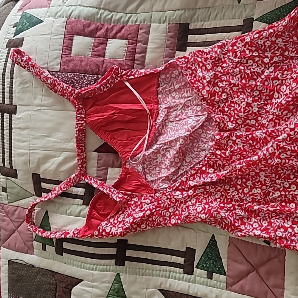 Red Floral Backless Princess Polly Sundress - Picture 6 of 7